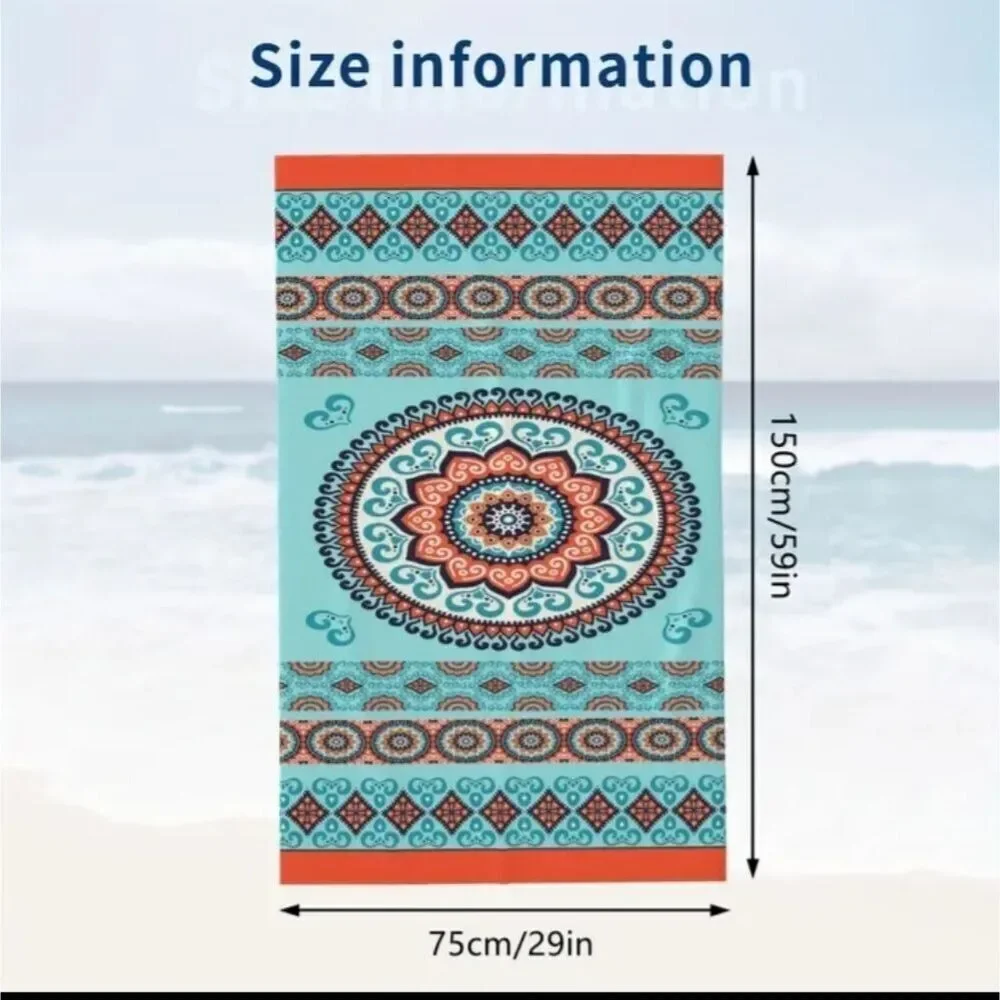 AQUA mandala microfiber lightweight moisture wicking towel paisley quick dry